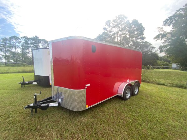 7×14 Tandem Axle – Ramp door – Side Door – Red - Image 2