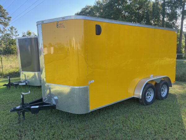 7x14 Tandem Axle - Ramp door - Side Door - Yellow - Image 2