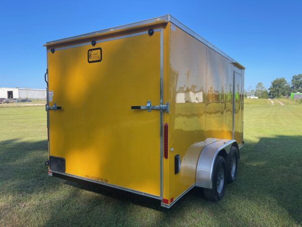 7x14 Tandem Axle - Ramp door - Side Door - Yellow - Image 3