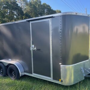 7x14 Tandem Axle - Double Doors - Side Door - Charcoal Gray