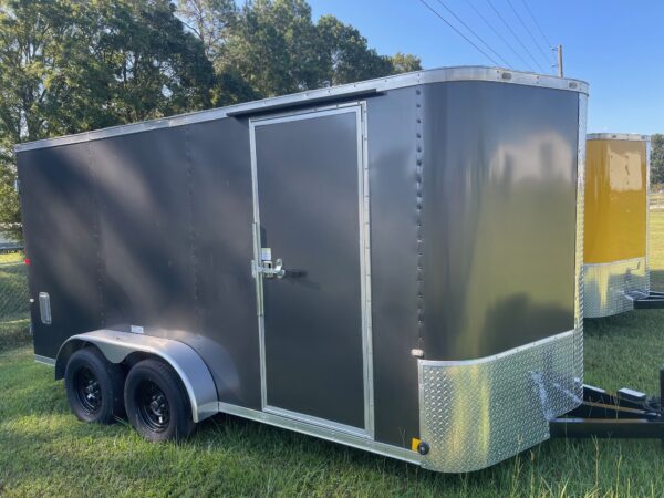 7x14 Tandem Axle - Double Doors - Side Door - Charcoal Gray