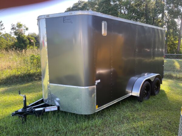 7x14 Tandem Axle - Double Doors - Side Door - Charcoal Gray - Image 2