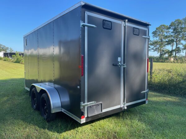 7x14 Tandem Axle - Double Doors - Side Door - Charcoal Gray - Image 3