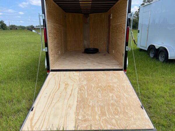 7×12 Tandem Axle Cargo Trailer – 16” On Center Floors, walls, and roof – Ramp Door – Side Door – Black - Image 4