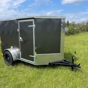 5×8 Single Axle – V Nose – Single Rear Door – Side Door - Charcoal