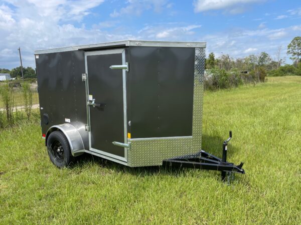 5×8 Single Axle – V Nose – Single Rear Door – Side Door - Charcoal