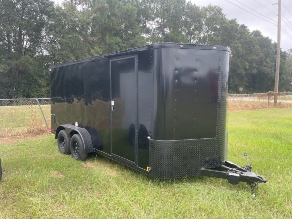 7×16 Tandem Axle Cargo Trailer – 16” On Center Floors - Walls - Roof – Ramp Door – Side Door - Blackout