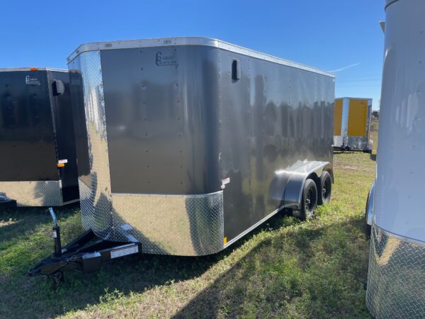 7×14 Tandem Axle Charcoal Gray – Ramp Door – Side Door - Image 2