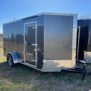 6×12 Single Axle Cargo Trailer by Cargo Craft Inc. – Ramp Door – 32” Bar Lock Side Door