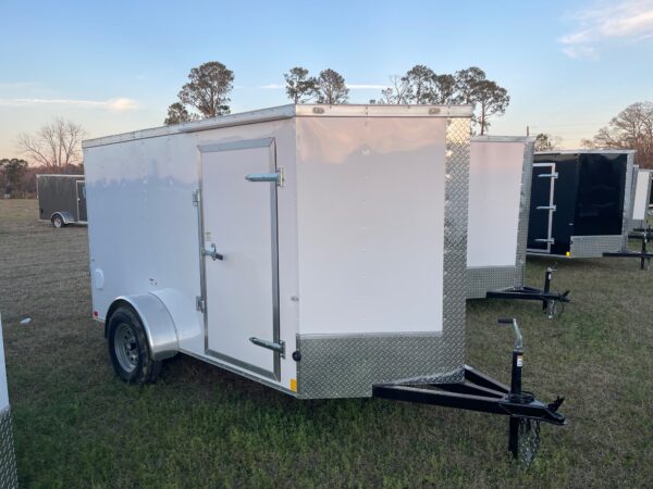 5×10 Single Axle Cargo Trailer by Cargo Craft Inc. – V Nose – Single Rear Door – Side Door