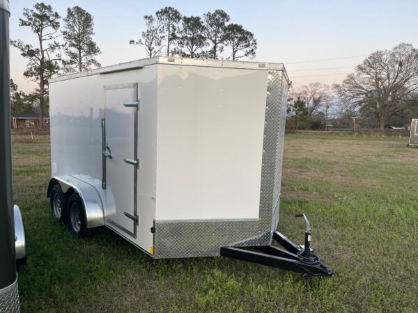 7×12 Tandem Axle Cargo Trailer by Cargo Craft Inc. – 16” On Center Floor, Walls, Roof – V-nose – Ramp Door – Side Door