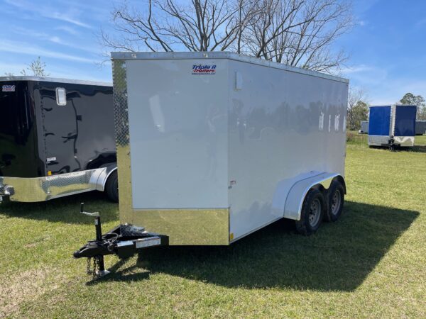 6×12 Tandem Axle White – Ramp Door – Side Door - V-Nose - Image 2