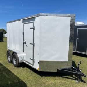 6×12 Tandem Axle White – Ramp Door – Side Door - V-Nose