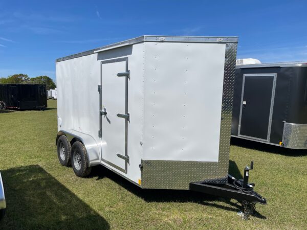 6×12 Tandem Axle White – Ramp Door – Side Door - V-Nose