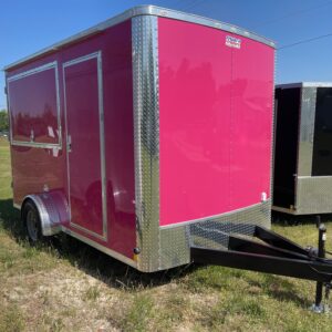 7×12 Single Axle Concession Trailer- Sink Package – Finished Interior – 7 Foot Ceiling – Pink Poly Core