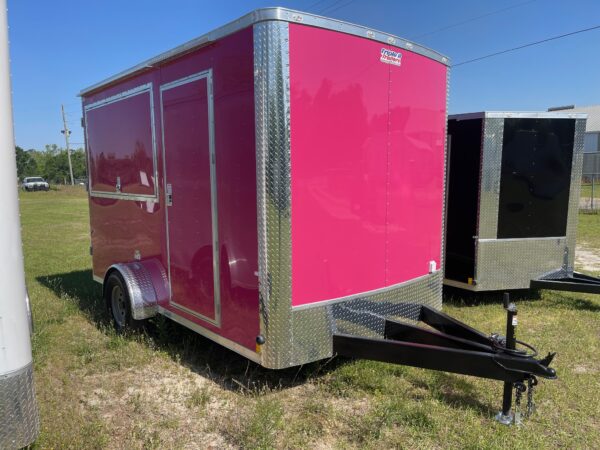 7×12 Single Axle Concession Trailer- Sink Package – Finished Interior – 7 Foot Ceiling – Pink Poly Core