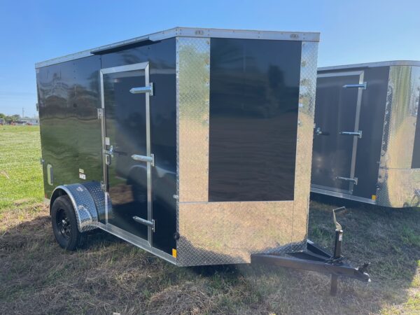 6×10 Single Axle Cargo Trailer by Cargo Craft Inc. – Ramp Door – 32” Bar Lock Side Door With RV Lock - Black Poly Core