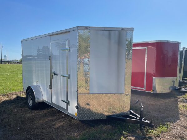6×12 Single Axle by Cargo Craft Inc. – Ramp Door – 32” Bar Lock Side Door With RV Lock – White Poly Core