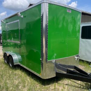 7×16 Tandem Axle – Finished interior – Electrical – Sink Package – A/C – Green Poly Core