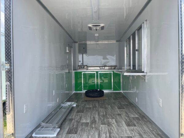 7×16 Tandem Axle – Finished interior – Electrical – Sink Package – A/C – Green Poly Core - Image 4