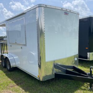 7×16 Tandem Axle Porch Trailer – Finished Interior – Sinks – Electrical - A/C - White Poly Core