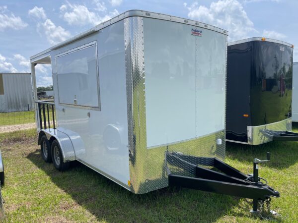 7×16 Tandem Axle Porch Trailer – Finished Interior – Sinks – Electrical - A/C - White Poly Core
