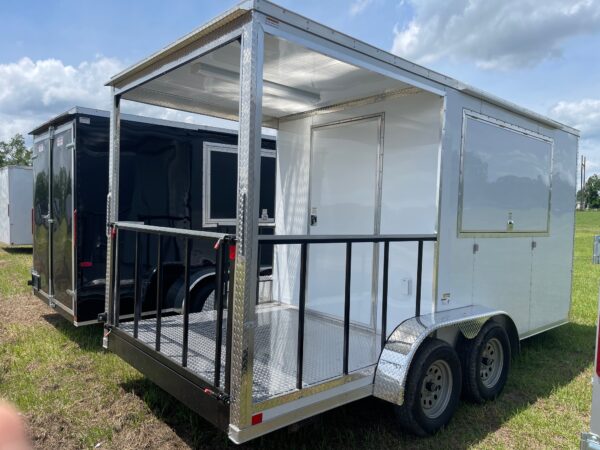 7×16 Tandem Axle Porch Trailer – Finished Interior – Sinks – Electrical - A/C - White Poly Core - Image 3