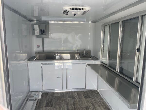 7×16 Tandem Axle Porch Trailer – Finished Interior – Sinks – Electrical - A/C - White Poly Core - Image 4