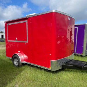 7×12 Single Axle Concession Trailer- Sink Package – Finished Interior – 7 Foot Ceiling – 13,500 BTU A/C – Generator Platform - Removable Shelf