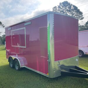 7×16 Tandem Axle – Finished interior – Electrical – Sink Package – A/C – Pink Poly Core