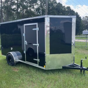 6×12 Single Axle by Cargo Craft Inc. – Ramp Door – 32” Bar Lock Side Door – Black Poly Core