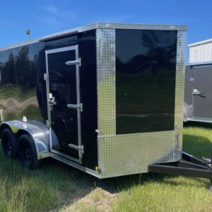 7×12 Tandem Axle – Motorcycle Trailer - Ramp Door - Side Door - (3) Rows Of E-track (2) Wheel Chocks - Poly Core