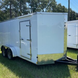 7×14 Tandem Axle Trailer – 16” On Center Floors & Walls – V-nose – Ramp Door – Side Door