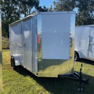 6x12 Single Axle Concession Trailer - White Vinyl Walls and Ceiling - Electrical - Insulation - A/C - Poly Core