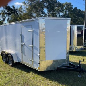 7×14 Tandem Axle Trailer – 16” On Center Floors & Walls – V-nose – Ramp Door – Side Door - Poly Core