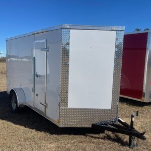 6×12 Single Axle – Ramp Door - Side Door – 6 foot 3 Inch Ceiling Height – White Poly Core