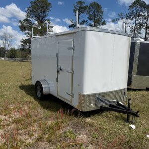 6×12 Single Axle Cargo Trailer – 16” On Center Floors, Walls, & Roof – Double Doors – Side Door - Ladder Racks