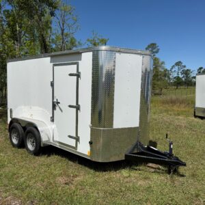 6×12 Tandem Axle Trailer – 16” On Center Floors – Walls – Roof – V-nose – Ramp Door – Side Door
