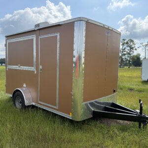 7×12 Single Axle Concession Trailer- Sink Package – Finished Interior – 7 Foot Ceiling – A/C