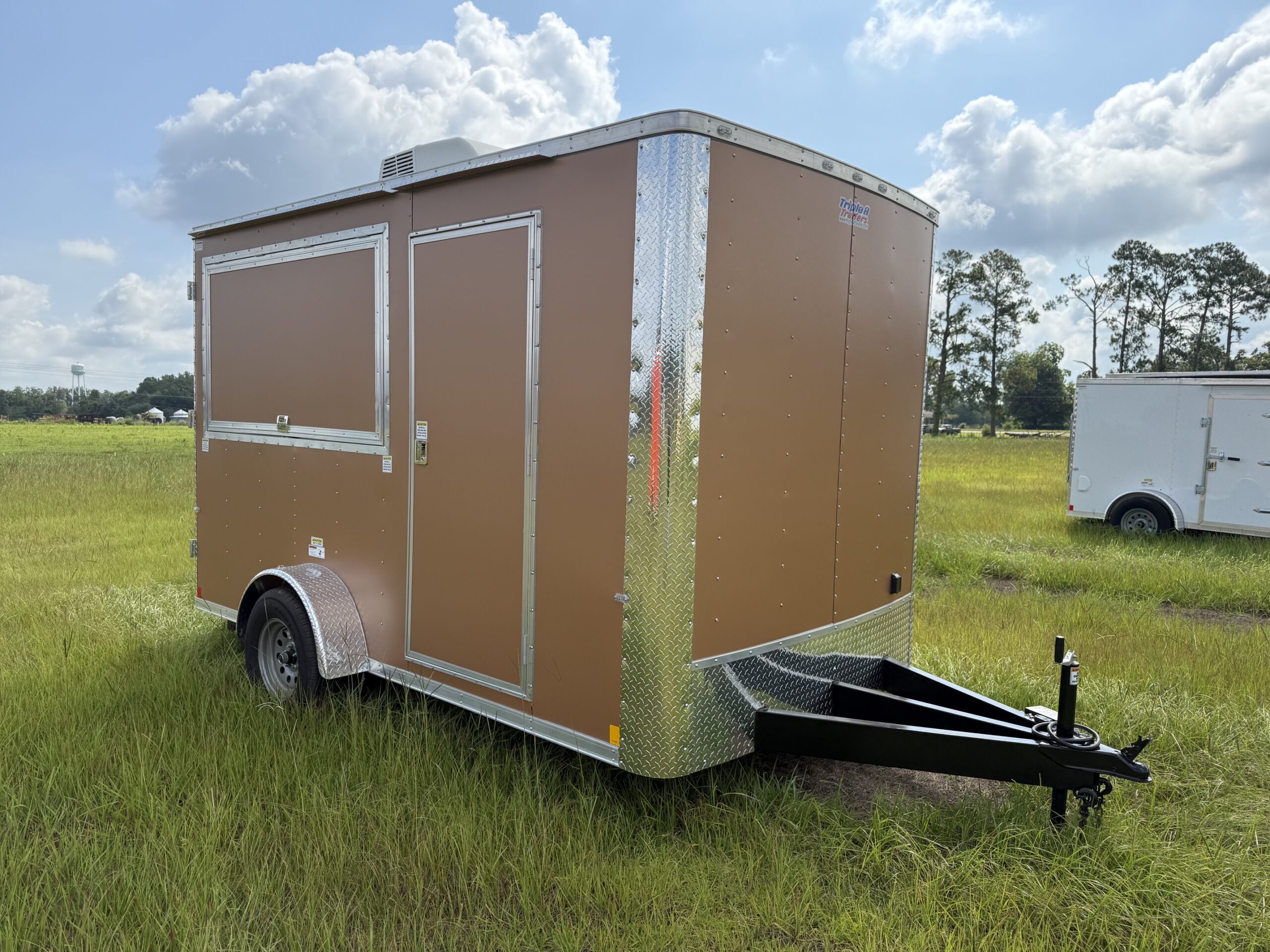 7×12 Single Axle Concession Trailer- Sink Package – Finished Interior – 7 Foot Ceiling – A/C