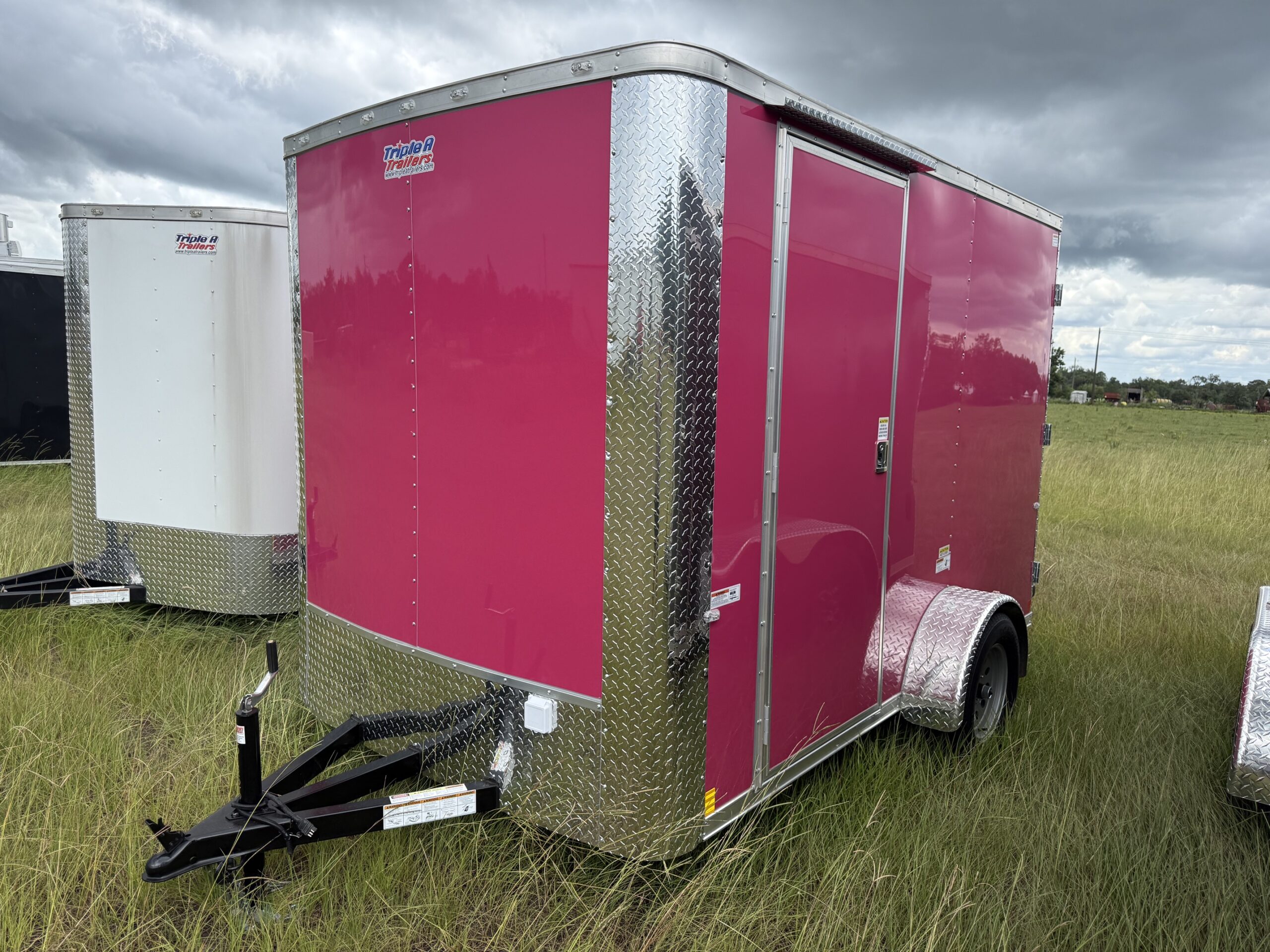 6×10 Single Axle Concession Series – Electrical – Finished Interior – Concession Window with Glass and Screens - Pink - Image 2