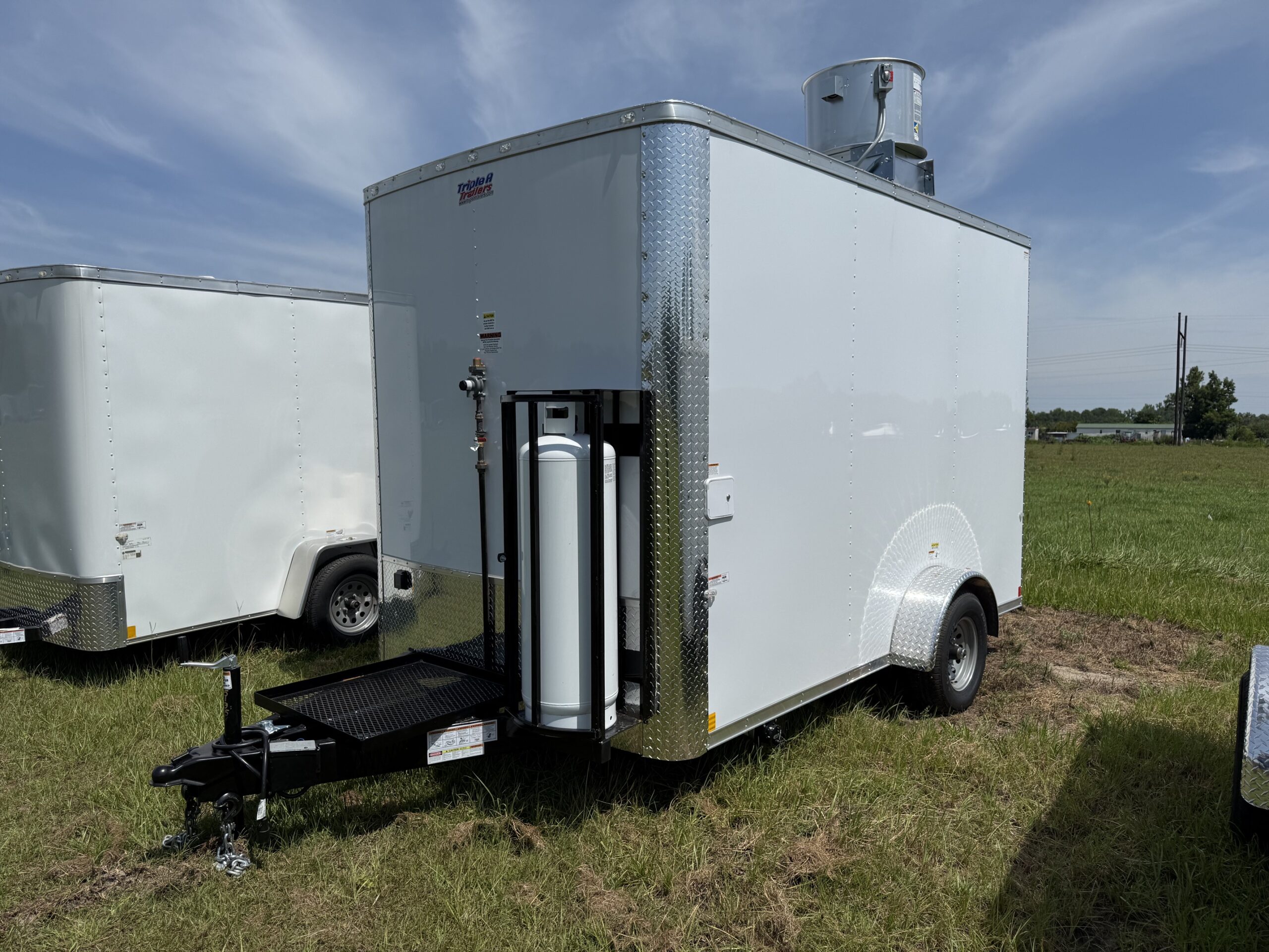 7×12 Single Axle Concession Trailer – 5′ Hood – Gas Lines – Sink Package – Electrical – White - Image 3