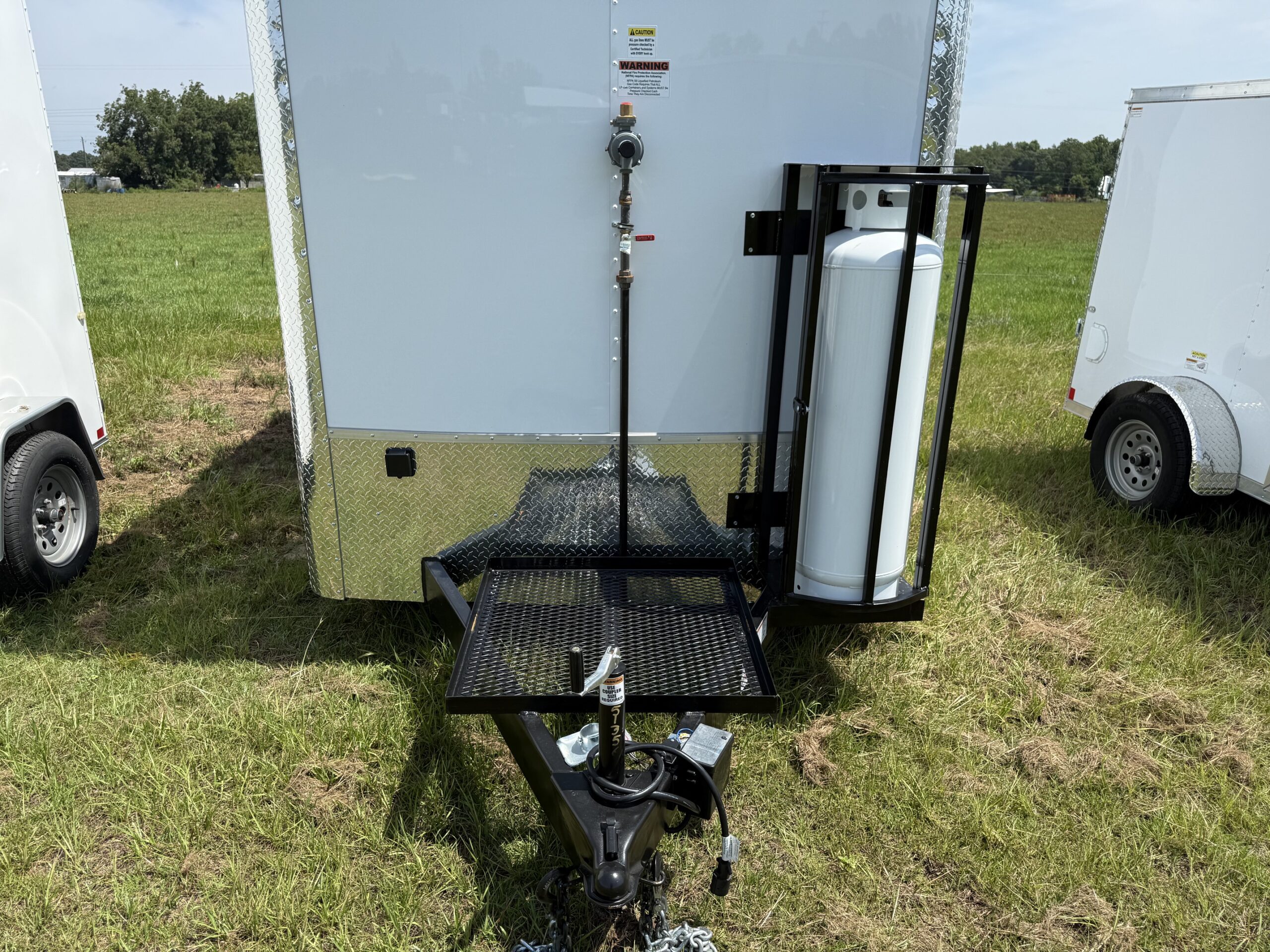 7×12 Single Axle Concession Trailer – 5′ Hood – Gas Lines – Sink Package – Electrical – White - Image 2