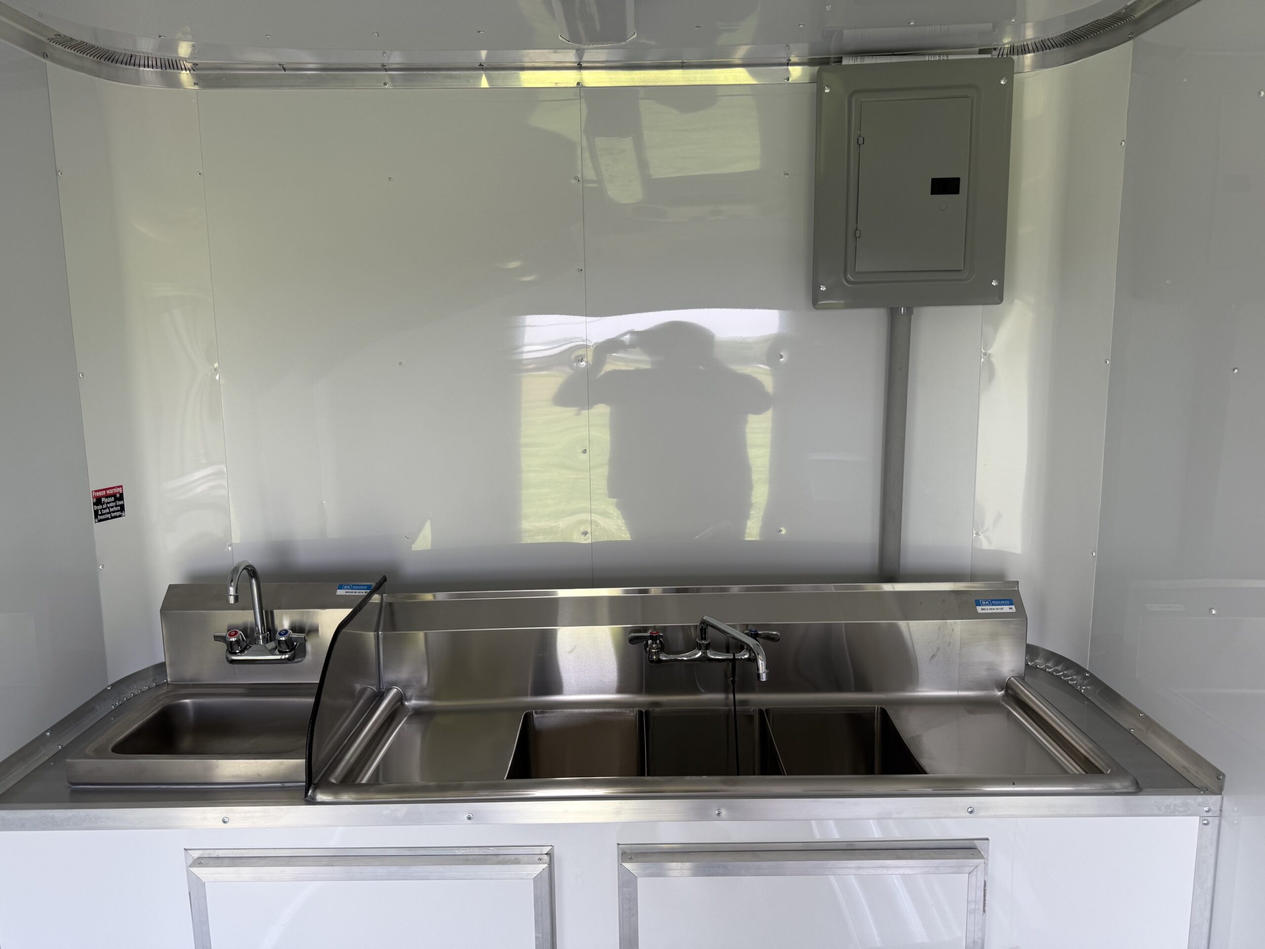 7×12 Single Axle Concession Trailer – 5′ Hood – Gas Lines – Sink Package – Electrical – White - Image 6