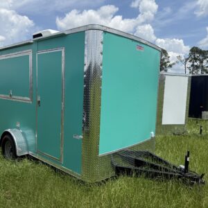 7×12 Single Axle Concession Trailer- Sink Package – Finished Interior – 7 Foot Ceiling – A/C