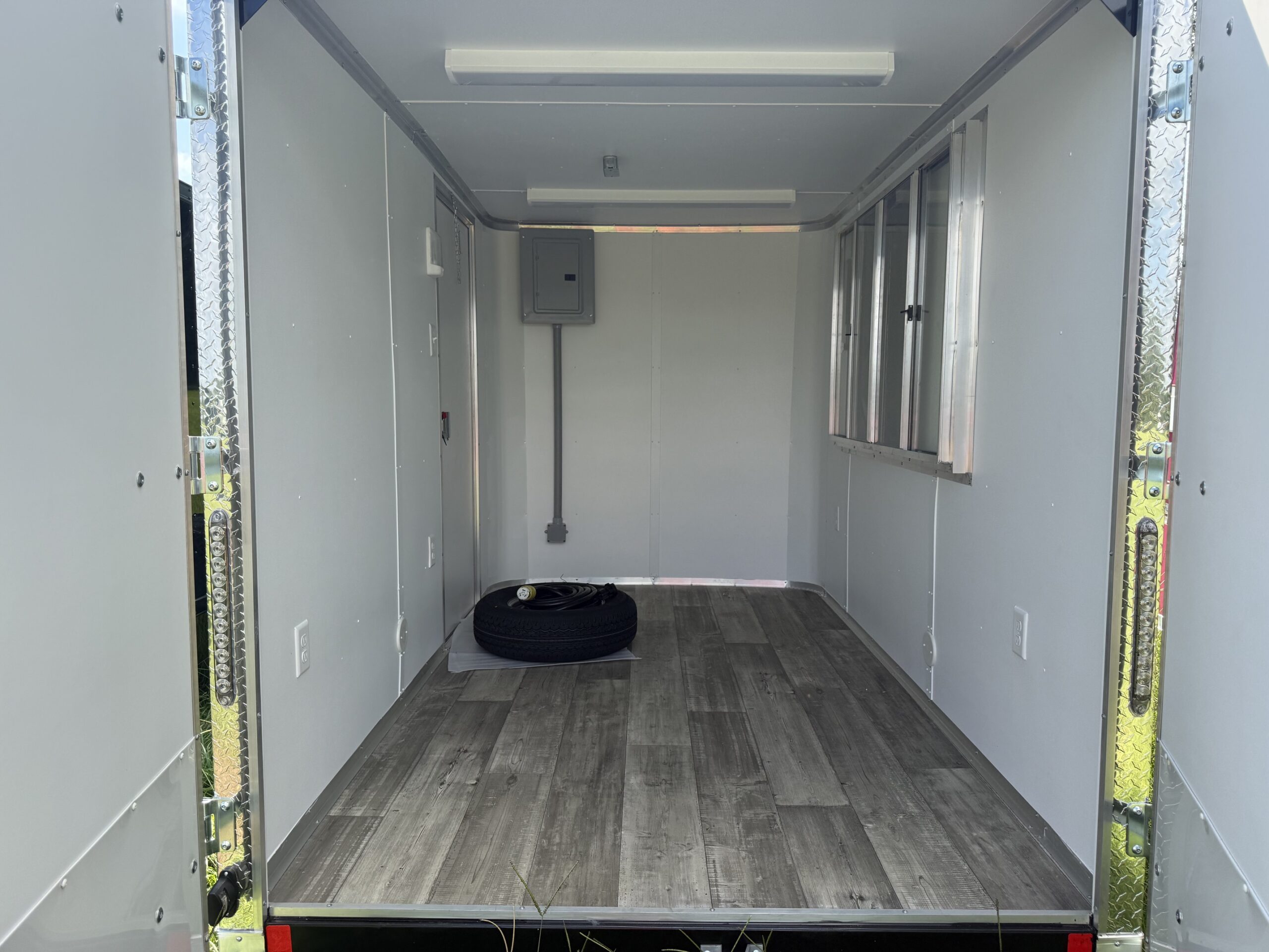 6×10 Single Axle Concession Series – Electrical – Finished Interior – Concession Window with Glass and Screens - Teal - Image 4