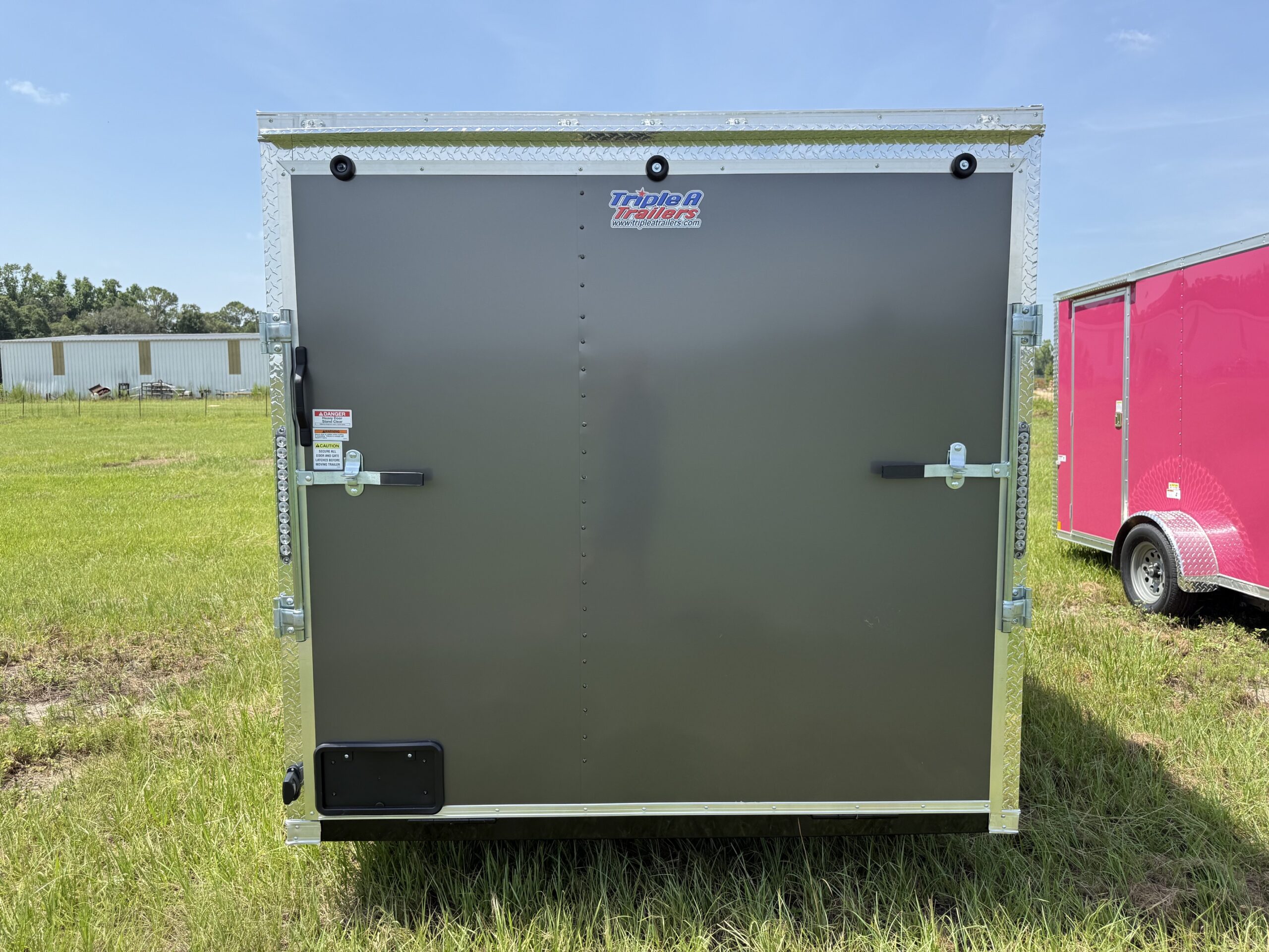 7×16 Tandem Axle Trailer – 16” On Center Floors & Walls – V-nose – Ramp Door – Side Door - Image 3