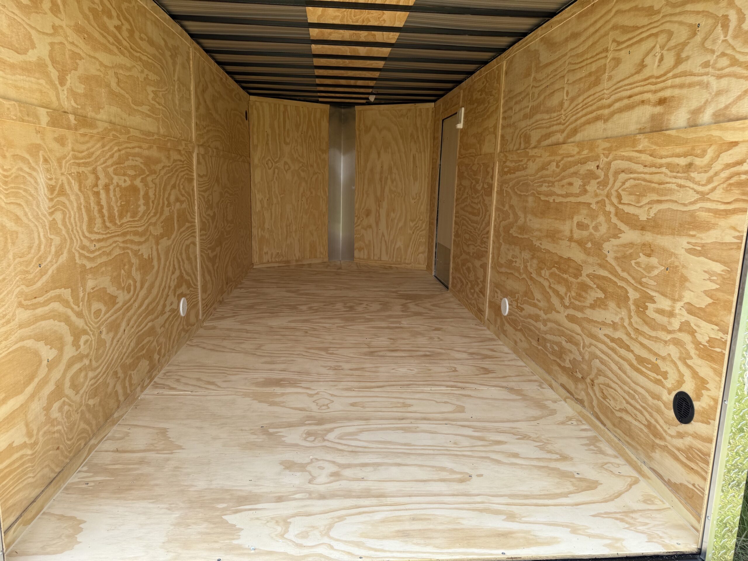 7×16 Tandem Axle Trailer – 16” On Center Floors & Walls – V-nose – Ramp Door – Side Door - Image 5