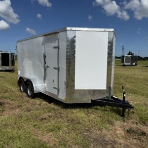 7×14 Tandem Axle Trailer – 16” On Center Floors & Walls – V-nose – Ramp Door – Side Door
