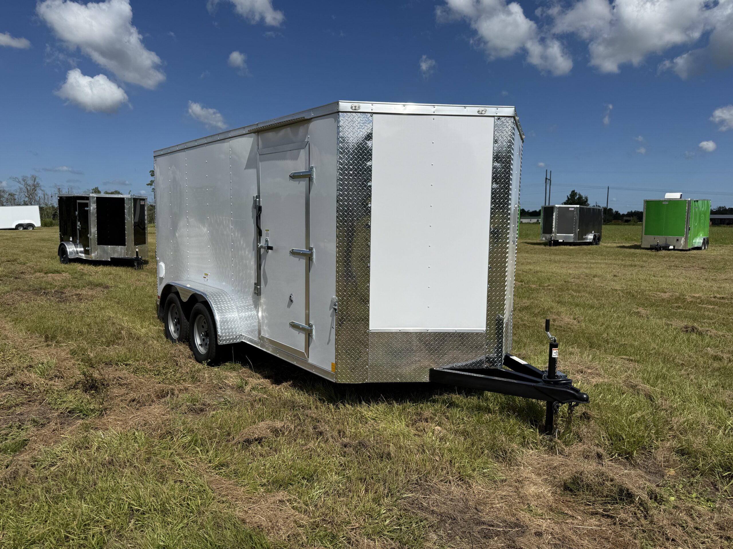 7×14 Tandem Axle Trailer – 16” On Center Floors & Walls – V-nose – Ramp Door – Side Door